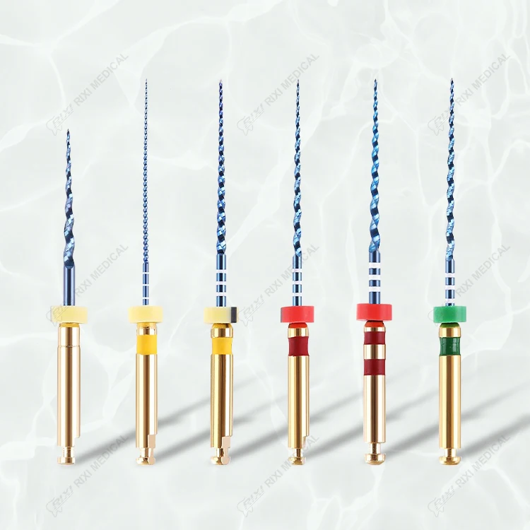 Фото Стоматологические роторные файлы RIXI Dental MR3-Blue для корневых каналов, термоактивируемые NiTi-файлы, 10 коробок, ассорти, для использования с мотором, эндодонтические файлы для стоматологии №5