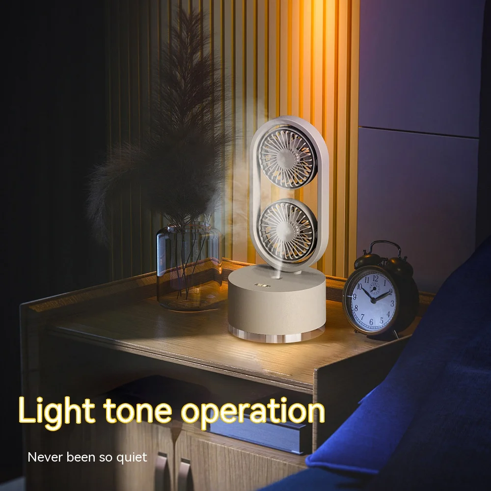 

Water Spray Mist Air Conditioning Humidifier Fan 200mAh Battery Rechargeable Office Desk Air Cooling Fan with Night Light