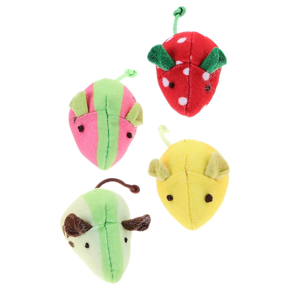 

4 Pcs Mouse Cat Toy Chew Toys Cats Mice Cartoon Modeling Catnip Plush Fruit Soft Kitten