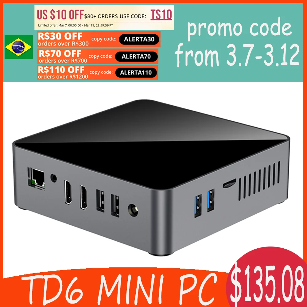 

Мини-ПК TD6 J4125, Windows 10 Pro, 8 ГБ ОЗУ, 128 Гб ПЗУ, GK3V, 2,4G/Φ, настольные компьютеры RJ45, 1000 м, портативный игровой ПК Beelink GK Mini