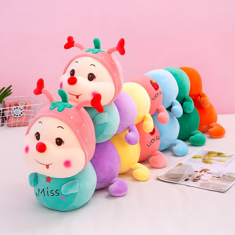 130 см милые мягкие Клубничные Гусеницы Плюшевые игрушки для офиса набивные