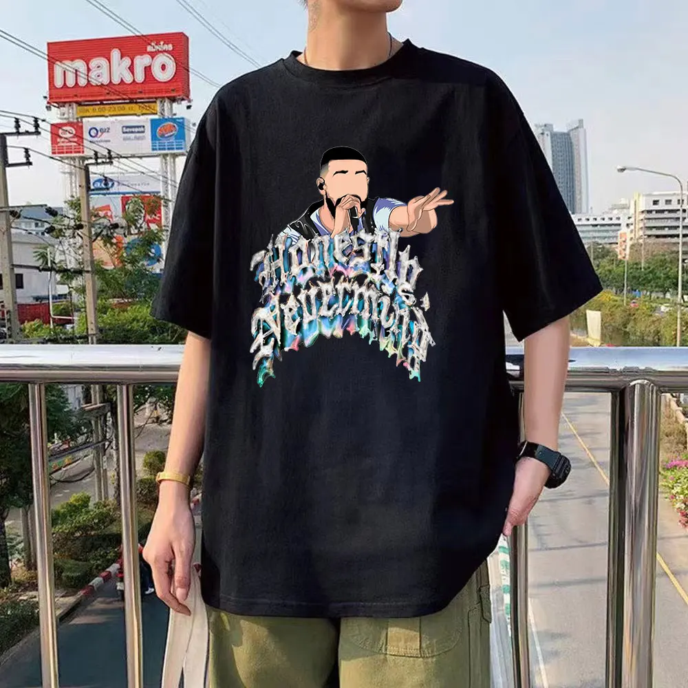 

Новинка 2022 футболки Rapper Дрейк с надписью музыкальный альбом честно несмываемые модные футболки хлопковая Повседневная Уличная одежда футб...