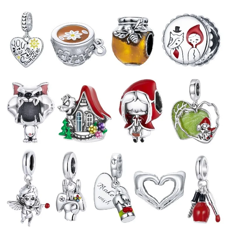 

BISAER Genuine 925 Sterling Silver Hoodwinked Animation Figures Charms Fit Original Bracelet And Necklace Fine Jewelry ECC1890