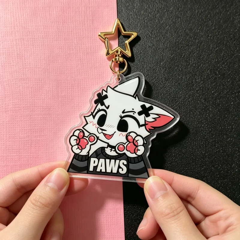 Фото Брелок акриловый Skye Paws Furry Cat: милый котик, персонаж аниме-фурсона, брелок-подвеска для сумки в виде лапы питомца, коллекционный подарок для фанатов №5