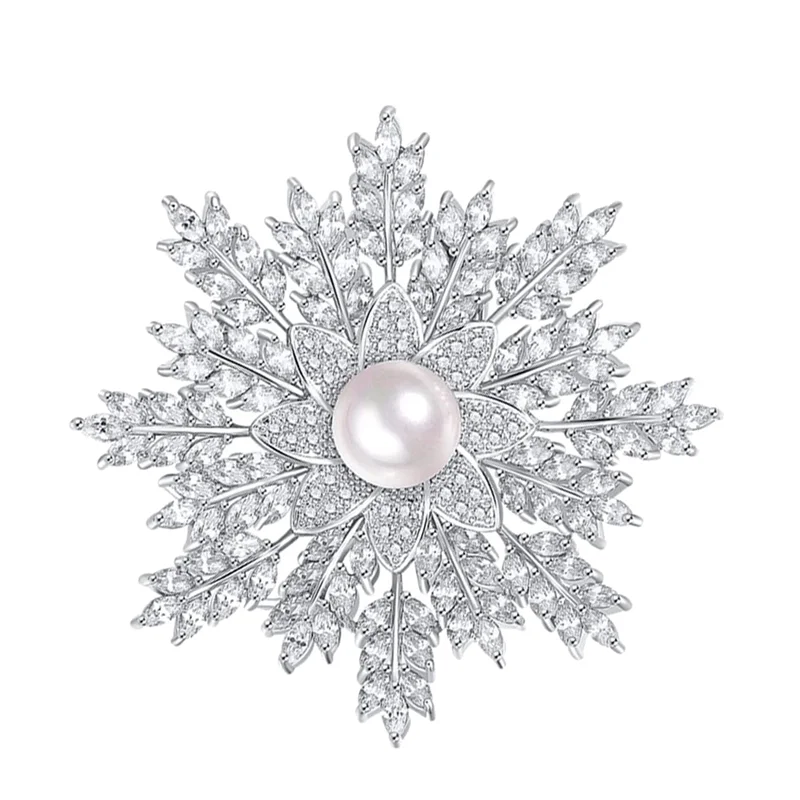 

Ladies Brooch and Pin, Silver-Snowflake Brooch Pin, Best Choice for Ladies Wedding Corsage Birthday Christmas Gift