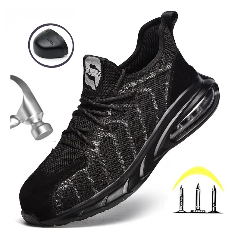 

Men's Safety Shoes Man for Work Steel Toe Boots Men Self Defense Hiking Women Light Waterproof Women's Shoe Workplace Supplies