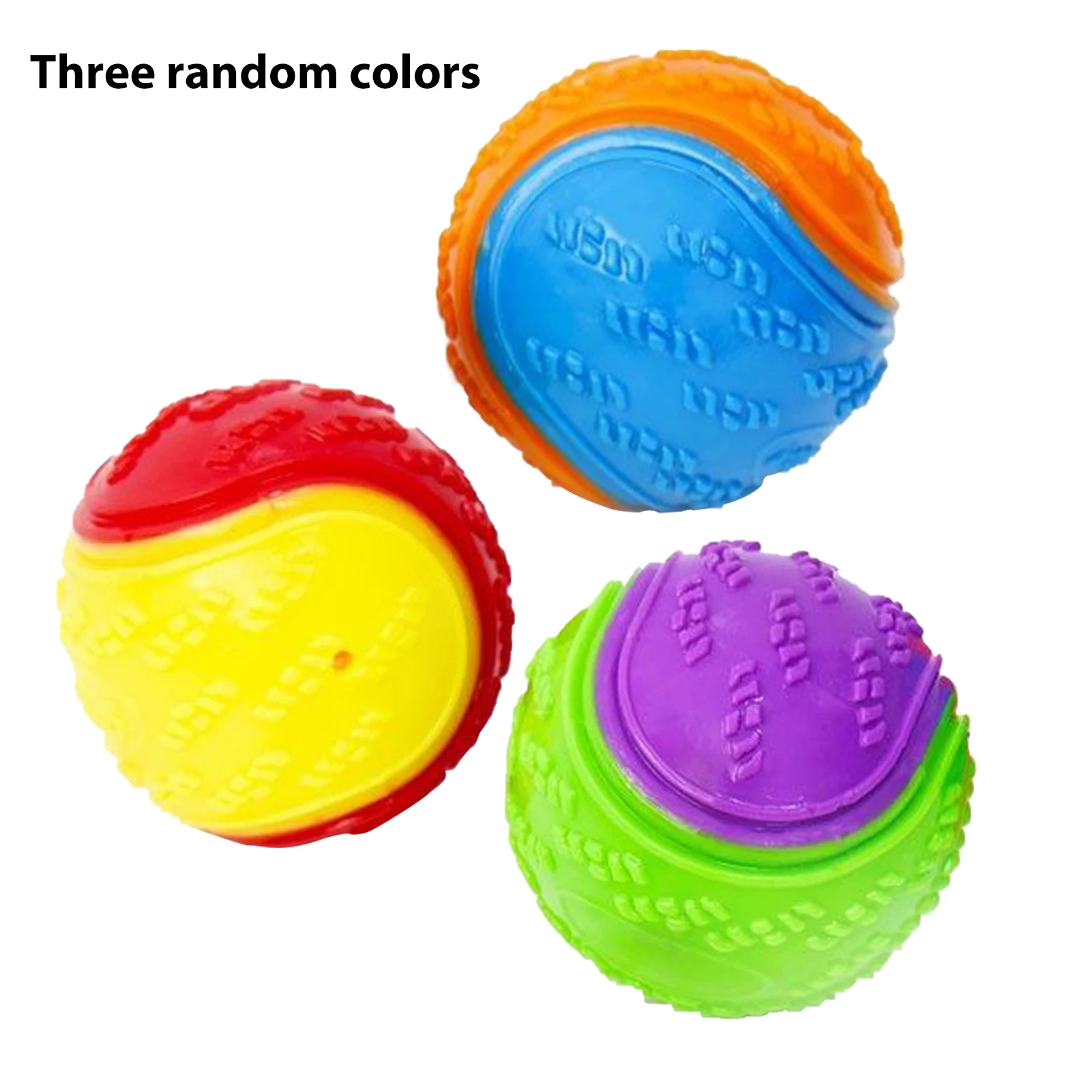 

3pcs Teeth Cleaning High Bouncy Interactive Chewing Training Rubber Pet Supply With Squeaky Dog Toy Ball Fun Random Color