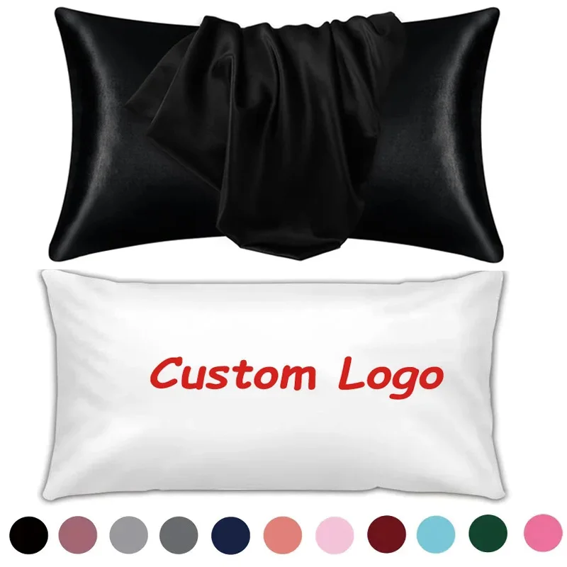 

Custom Logo Pillowcase 100% Silk Pillow Cover Silky Satin Hair Beauty Pillow case Comfortable Pillow Case Home Decor wholesale