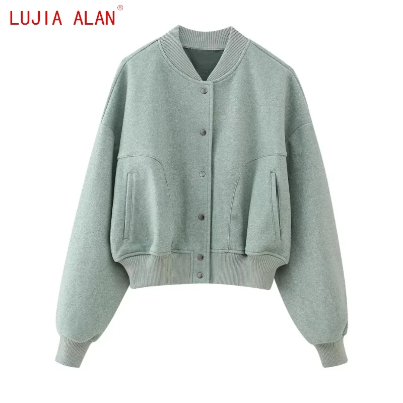 

Autumn New Women Patch Pocket Coat Female Casual Long Sleeve Loose Tops Streetwear 3 Colors LUJIA ALAN C1981