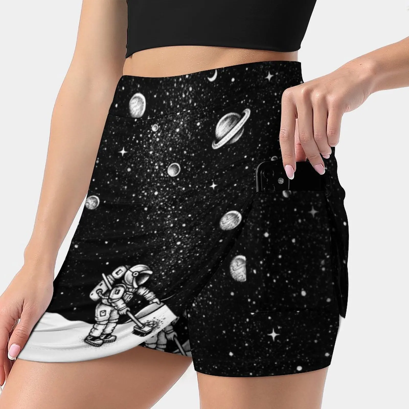Юбка Cosmic Dust женская короткая модная офисная мини-юбка штаны 2022 с астронавтами
