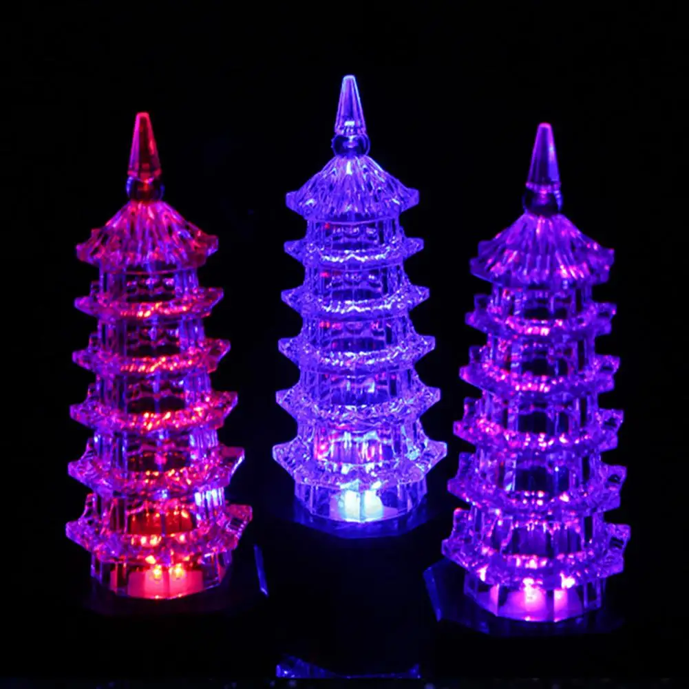 

Creative Night Light Battery Powered Colorful Lights Acrylic Pagoda Tower Shape LED Lamp Home Decoration Birthday Gifts