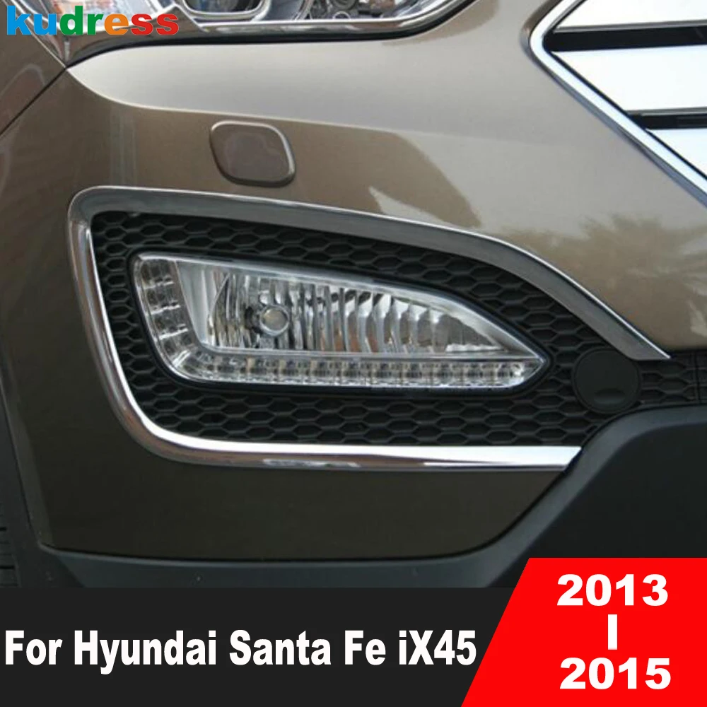 

Accessories For Hyundai Santa Fe IX45 2013 2014 2015 Chrome Car Front Fog Light Lamp Cover Trim Foglight Molding Bezel Trims