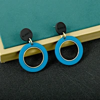 new big circle ring green blue earrings net red same simple and exaggerated korean high grade female earringsfashion jewelry