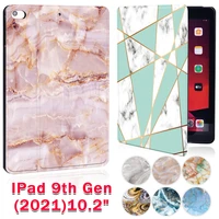 new soft shell tablet case for apple ipad 10 2 inch 9th generation 2021 printed marble pattern funda folding stand cover stylus