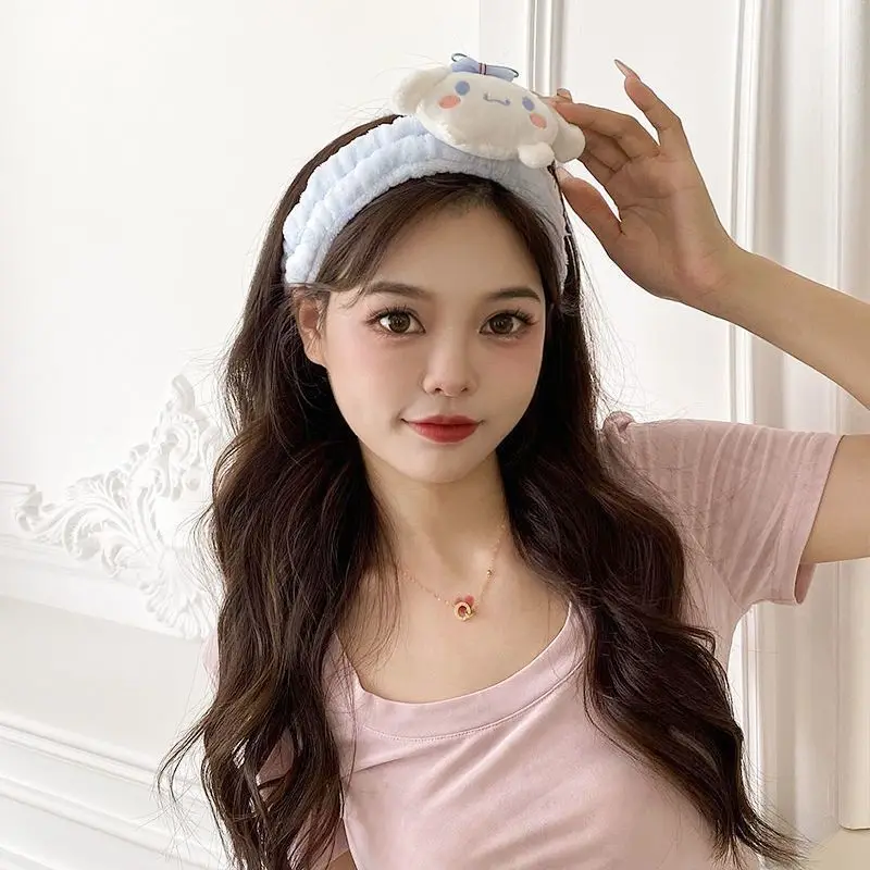 

Плюшевая повязка на голову для девочек Sanrios Cinnamoroll, мультяшная Милая повязка на голову для мытья, креативная повязка на голову, аксессуары дл...