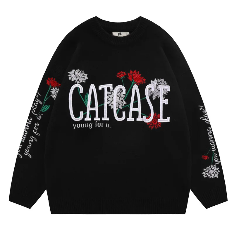 

Мужской свитер в стиле хип-хоп, с вышивкой