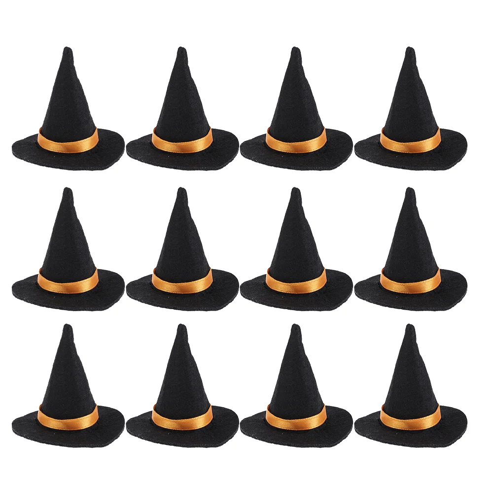 

12 Pcs Mini Witch Hat Halloween Bottle Cover Caps Party Favors Bottles Crafts Ornament Decoration Felt Cloth Dining Table