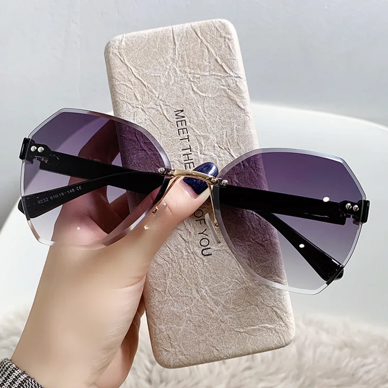 

New Trimming Frameless Sunglasses Female Irregular Box Sunshade Glasses Sunglasses Jokerfishing Glasses Cycling Glasses