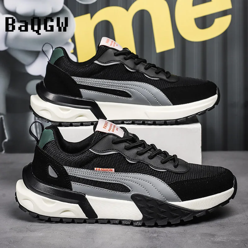 Мужские повседневные кроссовки дизайнерская сетчатая дышащая модная спортивная