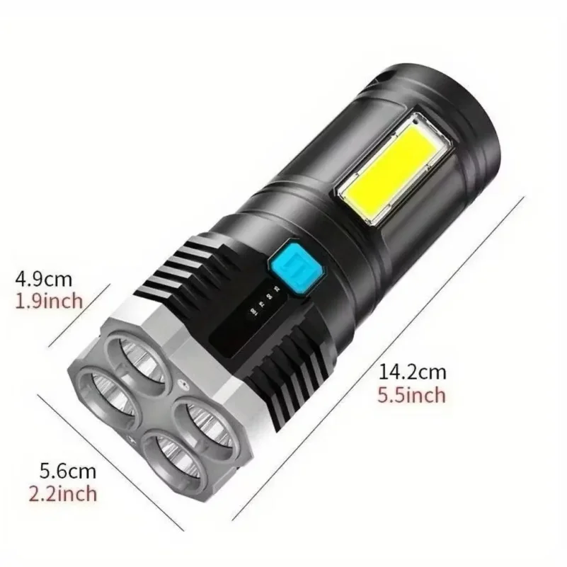 Фото Мощный светодиодный фонарь 1500 м, перезаряжаемый через USB, портативный, ультраяркий. №3