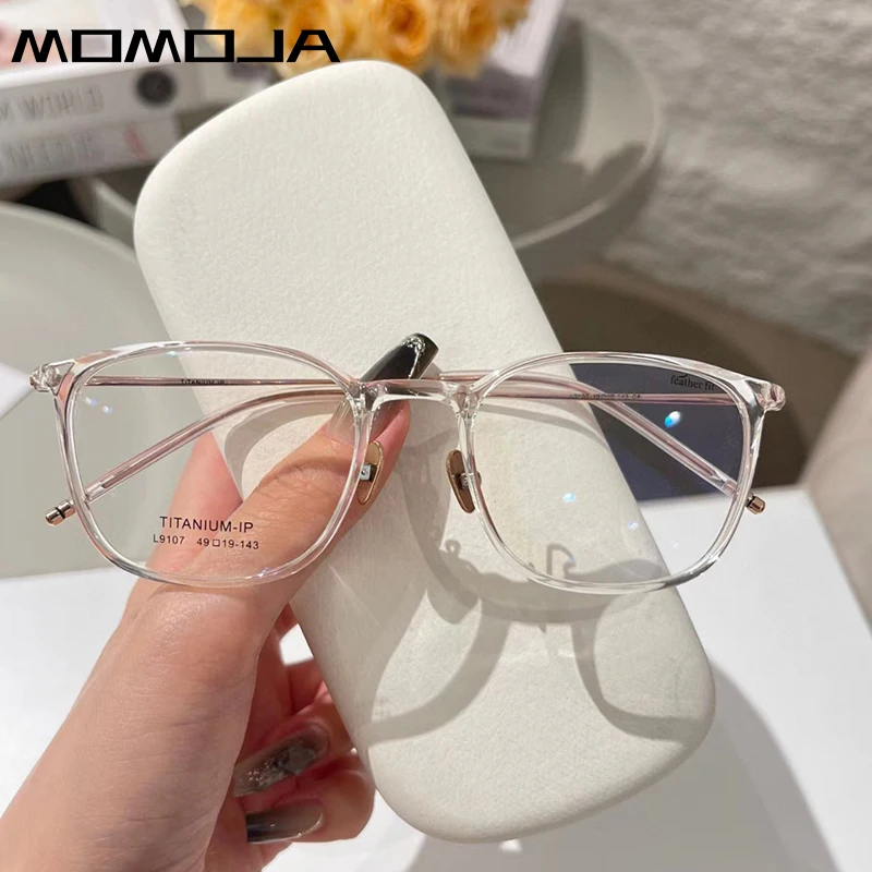 MOMOJA Новые Титановые оправы для очков ретро круглые брендовые дизайнерские очки