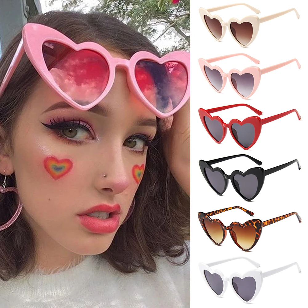 

Fashion Love Heart Shape Sunglasses Retro Women Girl Summer UV400 Protection Sunglasses Anti-Reflective Glasses Goggle Accessory