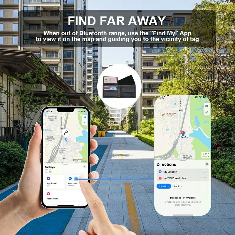 Беспроводной кошелек для смарт-карт Xiaomi трекер работы с Apple Find My App задняя крышка