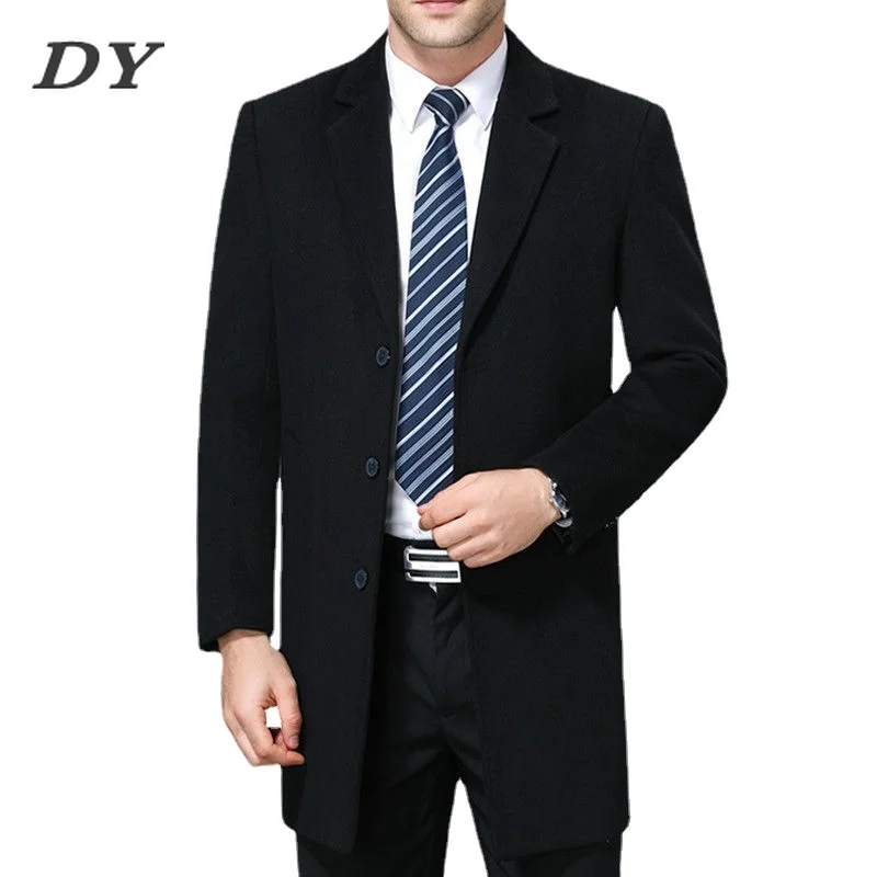 

DY 2022 Men's Business Fashion Warm Casual Wool Windbreaker Suit Jacket Blazer for Men Coat Smart Casual Slim Clothing Blazers