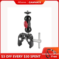 camvate super clamp with 360 degree rotating double ball head magic arm with 14 38 screw hole for mount led light mic