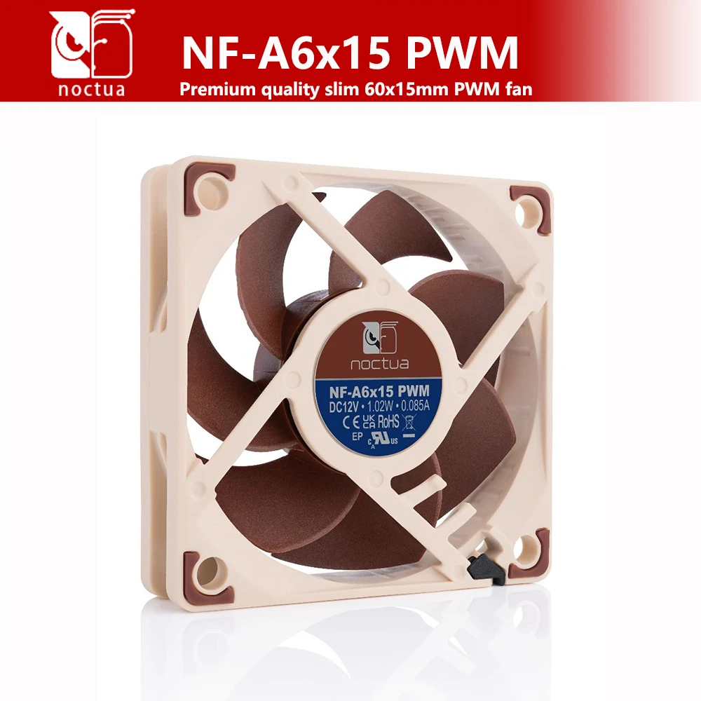Фото Noctua NF-A6x15PWM FLX Премиум-качество Тонкий 60x15 мм Вентилятор 12 В/5 В Тонкий 4/3 контакта Тихий корпус Процессор Бесшумный радиатор Подшипник кулера SS02 №5