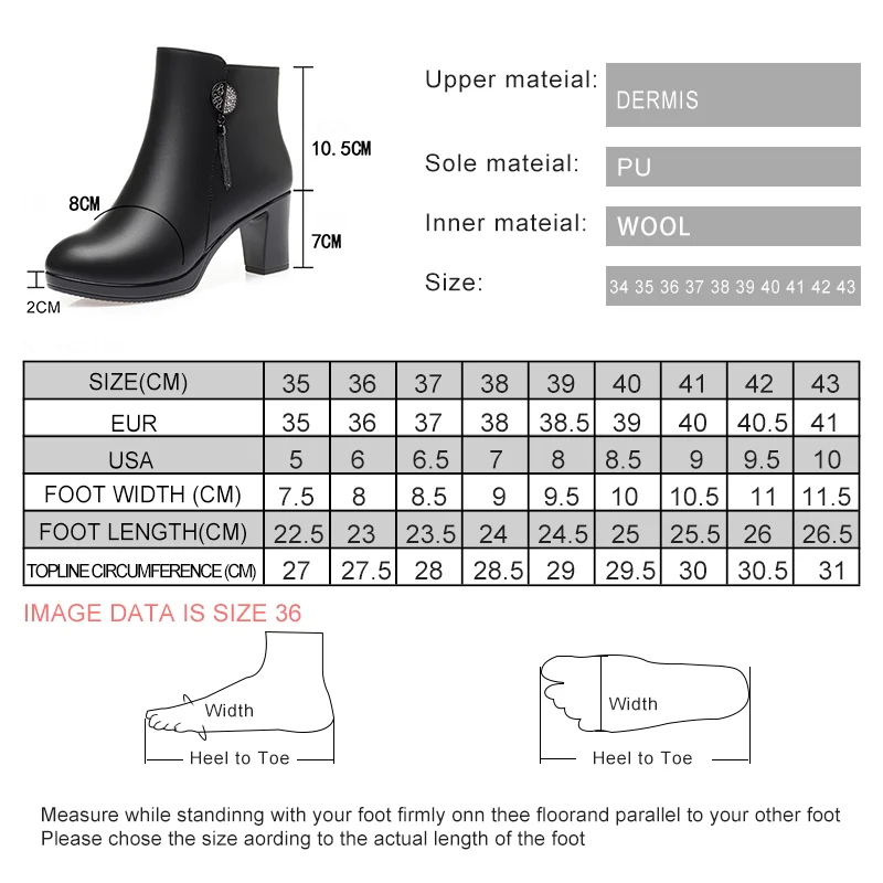 AIYUQI Women Winter Boots Genuine Leather 2023 New High Heel Dress Women Boots Warm Wool Office Women's Booties