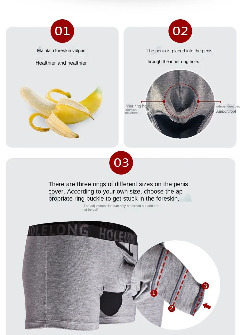 Cuecas Boxer Masculina Separation And Resistance Underwear Men'S Snap Type Egg Gun Split U Convex Scrotum Set Boxer Shorts Sex