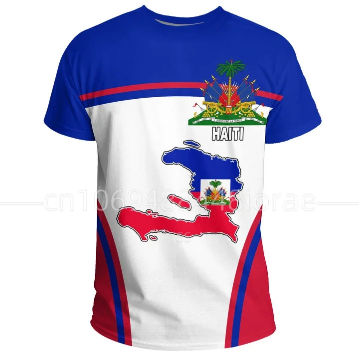 

Футболка с национальным флагом Гаити, футболка с национальным флагом Гаити, футболка с эмблемой Франции и Республики, модная и интересная ф...