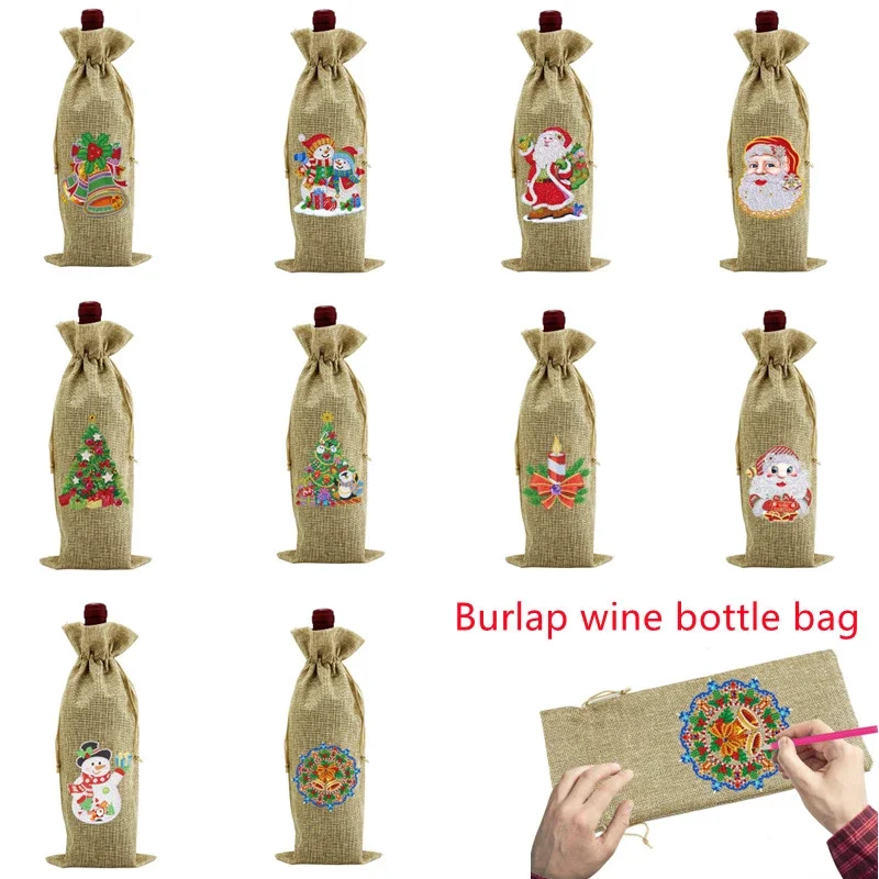 Сумка для бутылки вина алмазная живопись мультяшный принт бокал шампанского