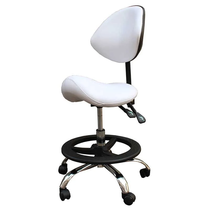

Modern Message Saddle Chair With Footrest&Swivel Adjustable Leather Chair Medical Spa Drafting Stool with Back For Home/Office