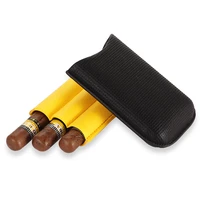galiner leather cigar case portable cigar humidor holder 3 tubes portable travel cigars tube somking accessories