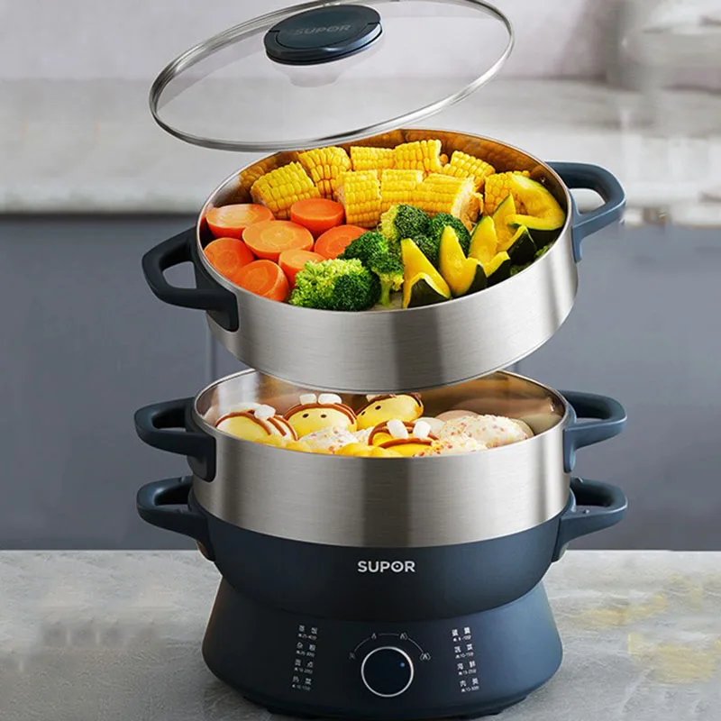 

All In One Electric Cooking Pots Three Layers Stainless Steel Steamer Cooker Household Ollas De Cocina Cooking Appliances