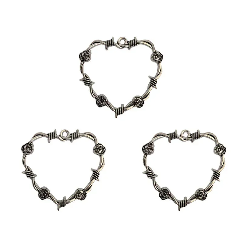 5 шт. Готическая Подвеска из колючей проволоки в форме сердца розы шипы сердце