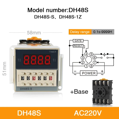 DH48S-S программируемое реле задержки 0,01 с-99990 ч с разъемом DH48S 1Z реле времени 24 В 220 В