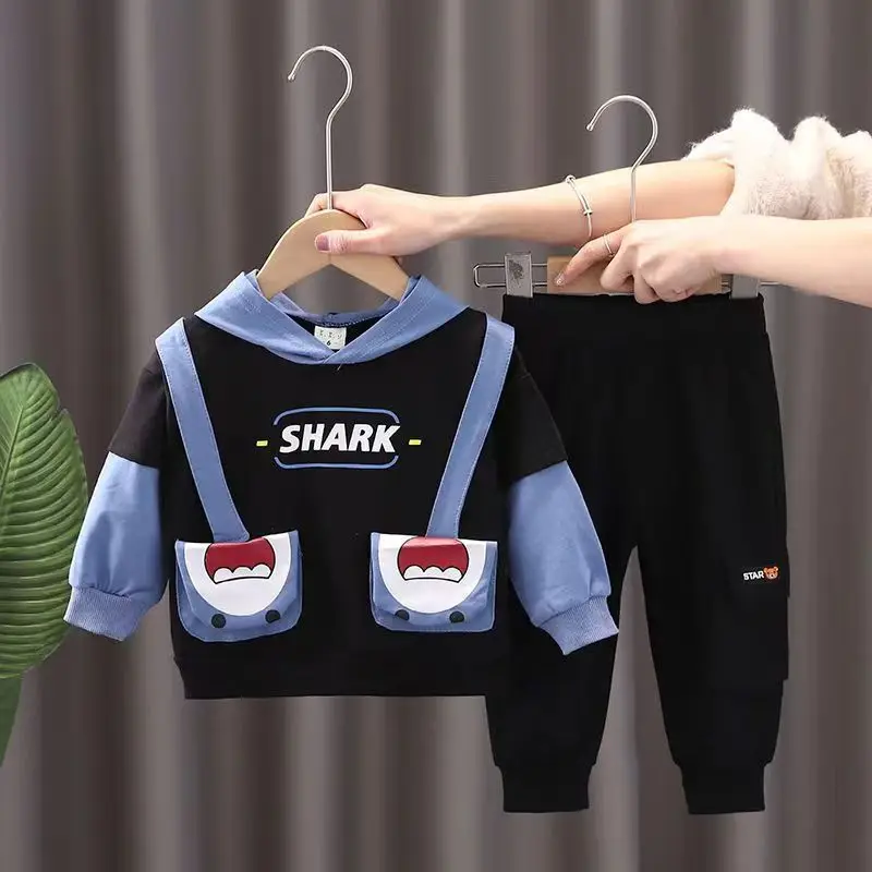 

Kids Boys Spring And Autumn Set 2023 New Baby Spring Wear Long Sleeved Sweater Two Piece Set Baby Childrens Clothing Fashionable