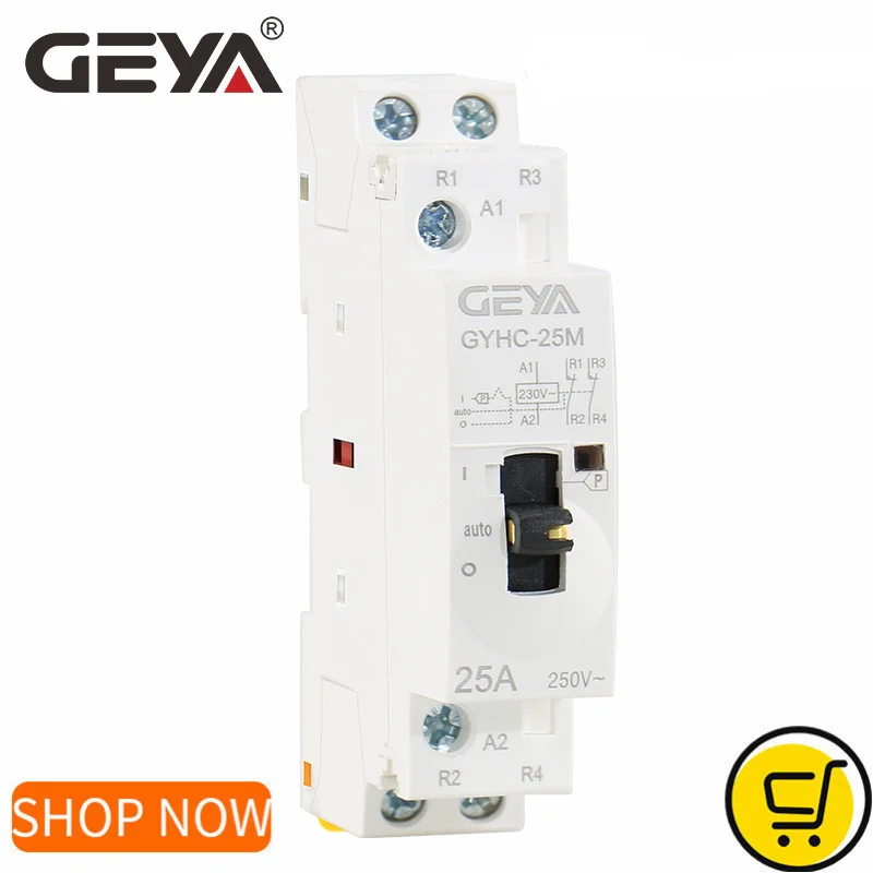 Контактор GEYA, 2P, 16A, 20A, 25a, 2no или 2NC, 220 В, Гц, для домашнего использования