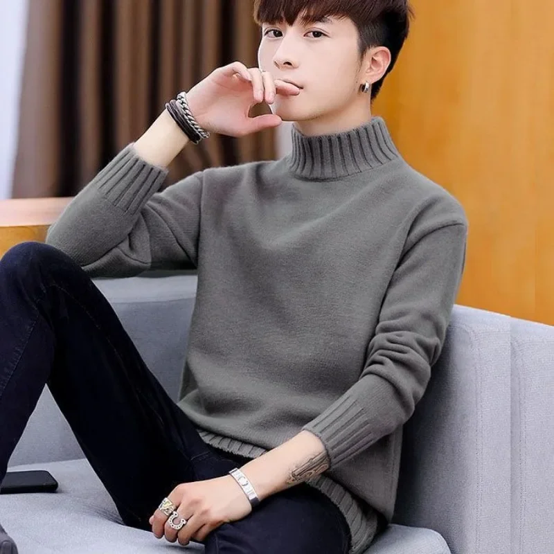 Зимний Мужской Свитер С Полувысоким Воротником Толстый Бархат Свободный