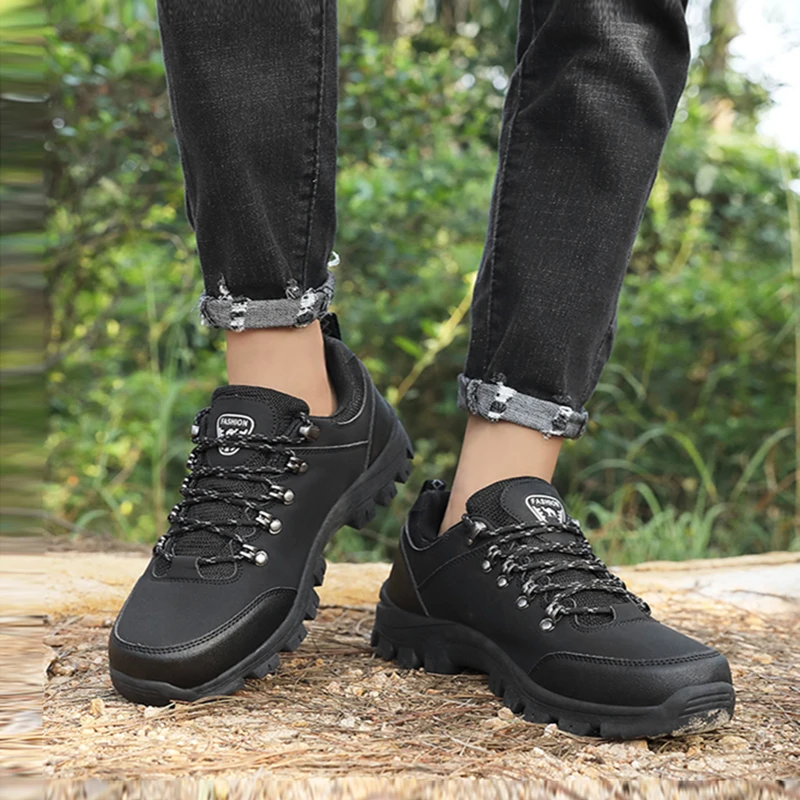 R. Xjian New Men's Lace Up  Hiking Shoes Are Warm Breathable Anti-Skid  Wear-Resistant Casual Outdoor Sneakers