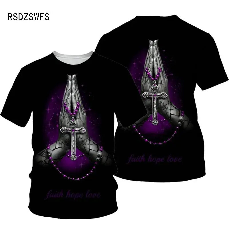 Футболка мужская с круглым вырезом модная рубашка в христианском стиле 3D принтом