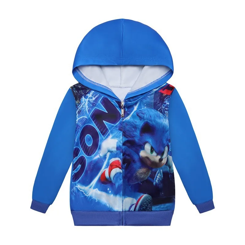 

New Arrival Thin Hooded Zipper Sonic 3D Printed Boys Jacket Cool Handsome Comfortable Casual