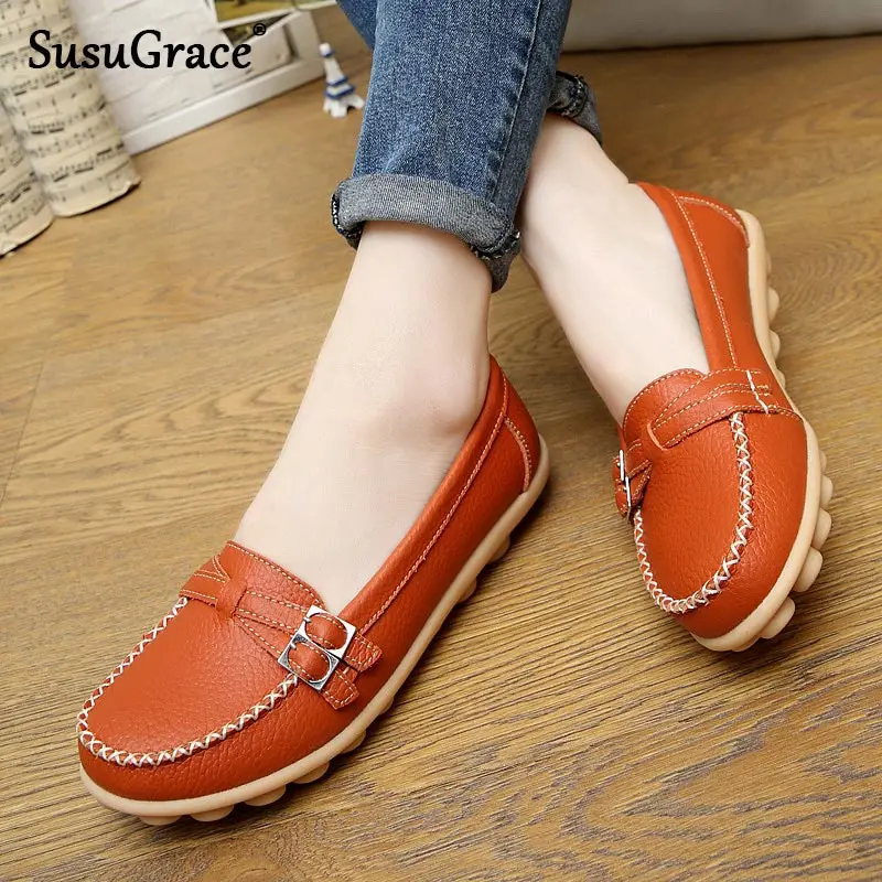 

Susugrace 2022 Non-slip Soft Shoes for Women Spring Summer Flats Female Loafers Daily Commuter Work Ladies Shoes Seven Colors