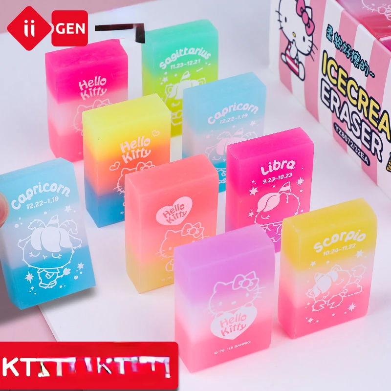 

One piece kawaii Hello kitty Stationery Papeleria Eraser Ice Cream Cute estuches escolares Cartoon Color Few Scraps Clean pink