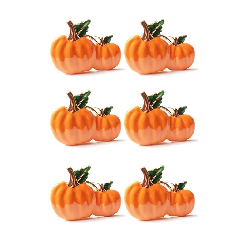 

6 Pumpkin Metal Napkin Rings,Fall Napkin Rings For Dinner Wedding Holiday Party Banquet Table Setting Decor
