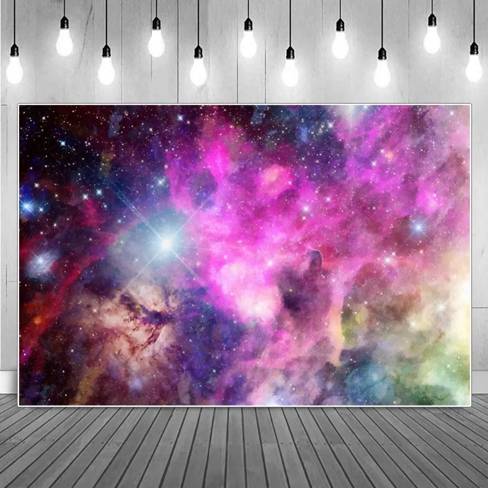 

Photo Zone Starry Sky Universe Planets Photography Backgrounds Outer Space Clound Birthday Backdrop Photographic Portrait Props