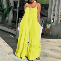 loose jumpsuits women spaghetti strap flare pants oversized boho fashion high street wear long jumpsuits indie style bodycon new